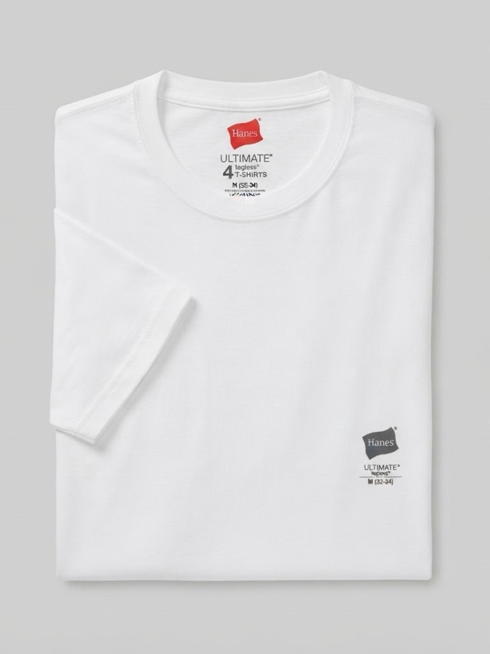 Hanes Ultimate Men’s XL White Tagless T-Shirts 4 Pack ComfortBlend New